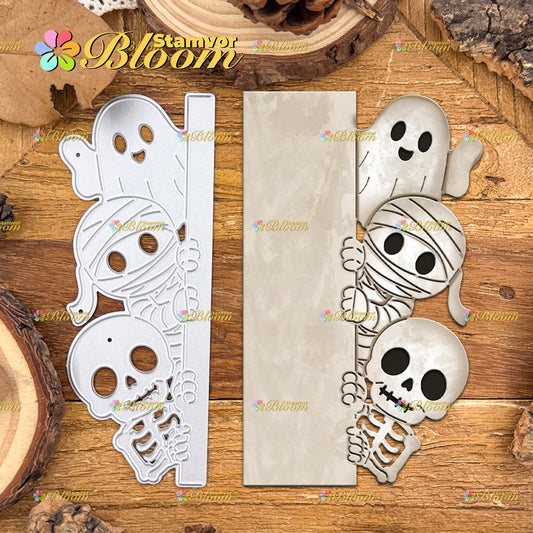 Original Lovely Halloween Ghost Skull Mummy Half-cut Border Cutting Dies