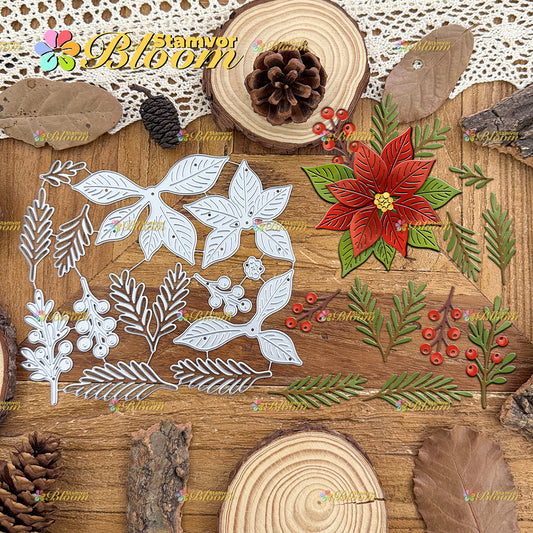 Original Lovely Layers Christams Flowers and Leaves Cutting Dies