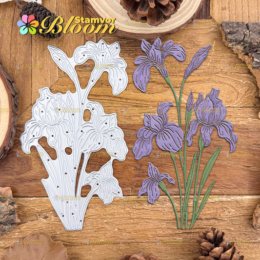 Original Beautiful Iris Flowers Bouquet Cutting Dies
