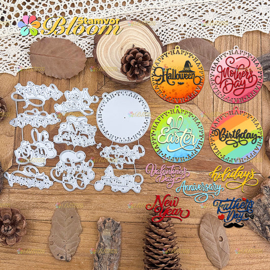 Original Lovely Pratical Birthday Holidaies Celebrate Circle Tags Cutting Dies