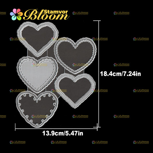 Original Lovely Sewing Lines Layers Love Hearts Cutting Dies