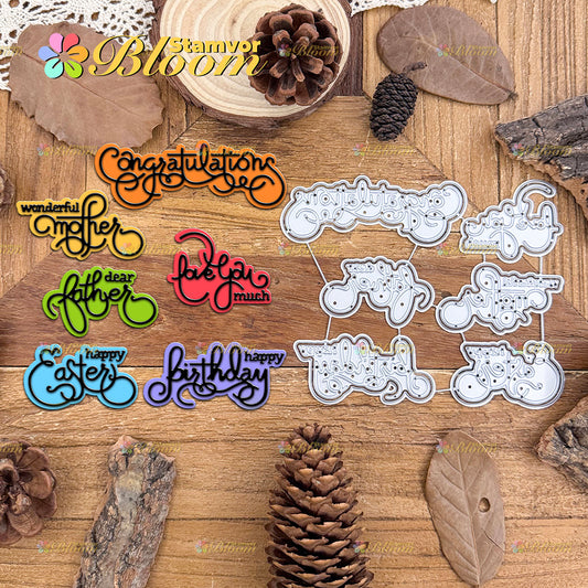 Original Lovely Layers Pratical Congratulations Birthday Easter Titles Cutting Dies