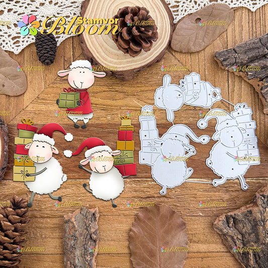 Original Lovely Christmas Sheeps with Gifts Cutting Dies