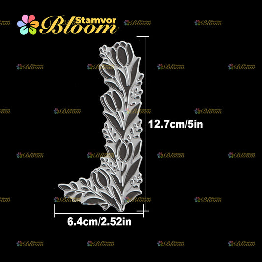 Original Lovely Flowers Tulips and Leaves Lace Border Cutting Dies