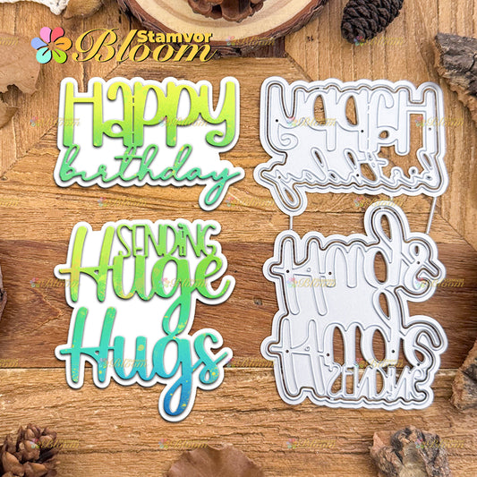 Original Lovely Layers Birthday Hugs Titles Cutting Dies