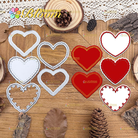 Original Lovely Sewing Lines Layers Love Hearts Cutting Dies