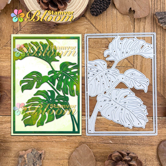 Original Lovely Tropical Monstera Leaves Square Frame Cutting Dies