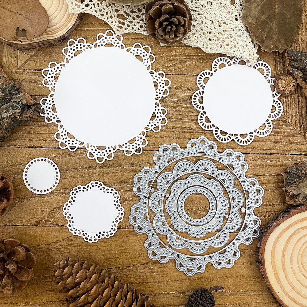 4 Pcs/Set Round Lace Frame background Cutting Dies