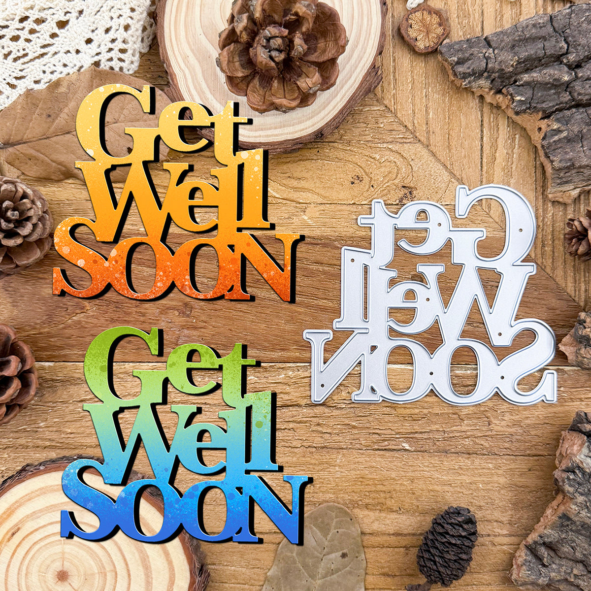GET WELL SOON Words Lovely Title Cutting Dies