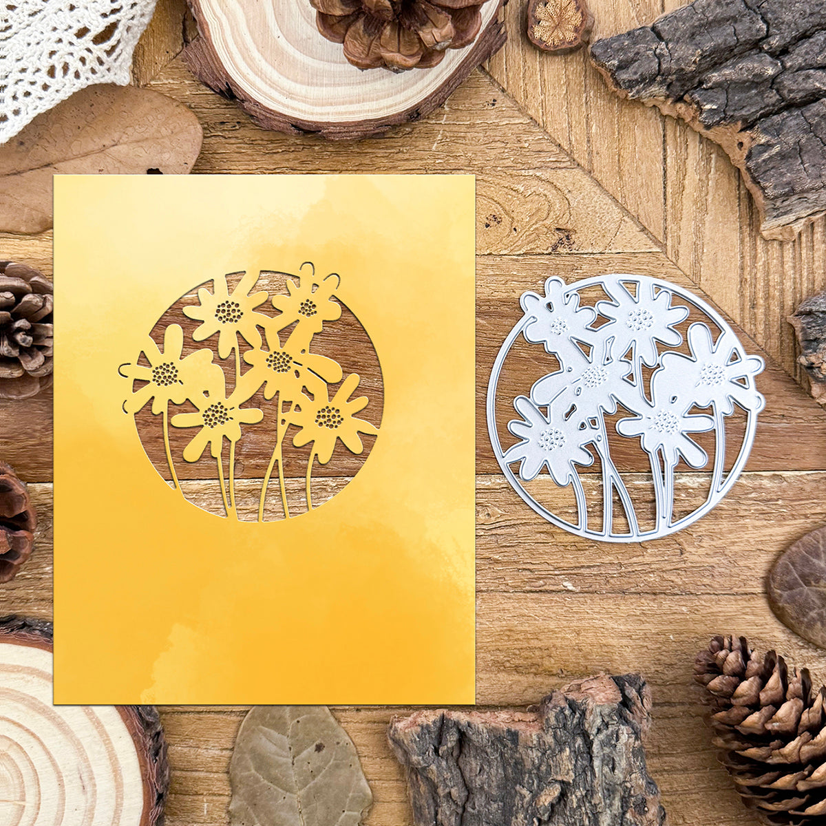 Lovely Daisy Flowers Circle Frame Cutting Dies