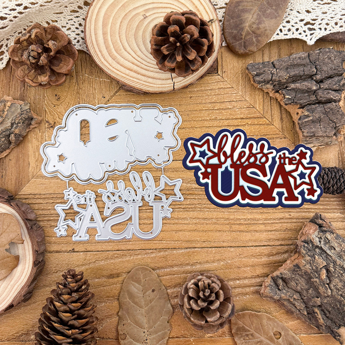 4th of July BLESS THE USA Titles Words Dies