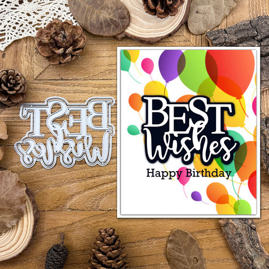 BEST WISHES Title Layer Words Birthday Dies