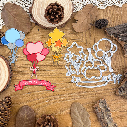 Lovely Round Stars Love Balloons Bunches and Banner Cutting Dies