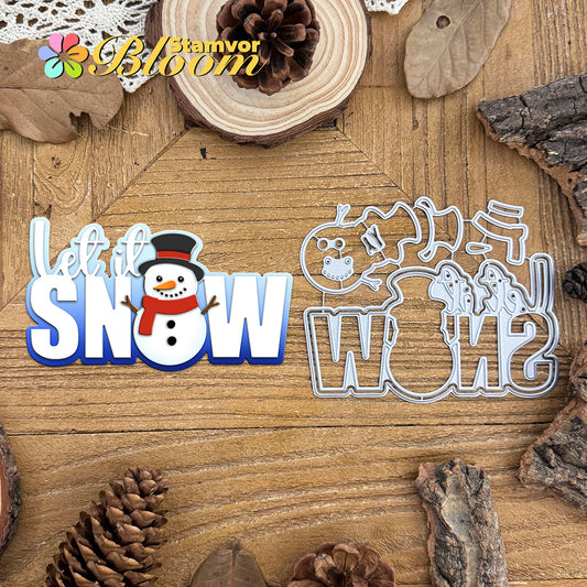 Original Lovely Layers Winter Snowman Words Title LET IT SNOW Cutting Dies