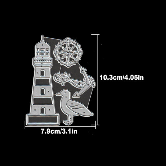 Lovely Navigation Lighthouse Seagull Anchor Compass Cutting Dies