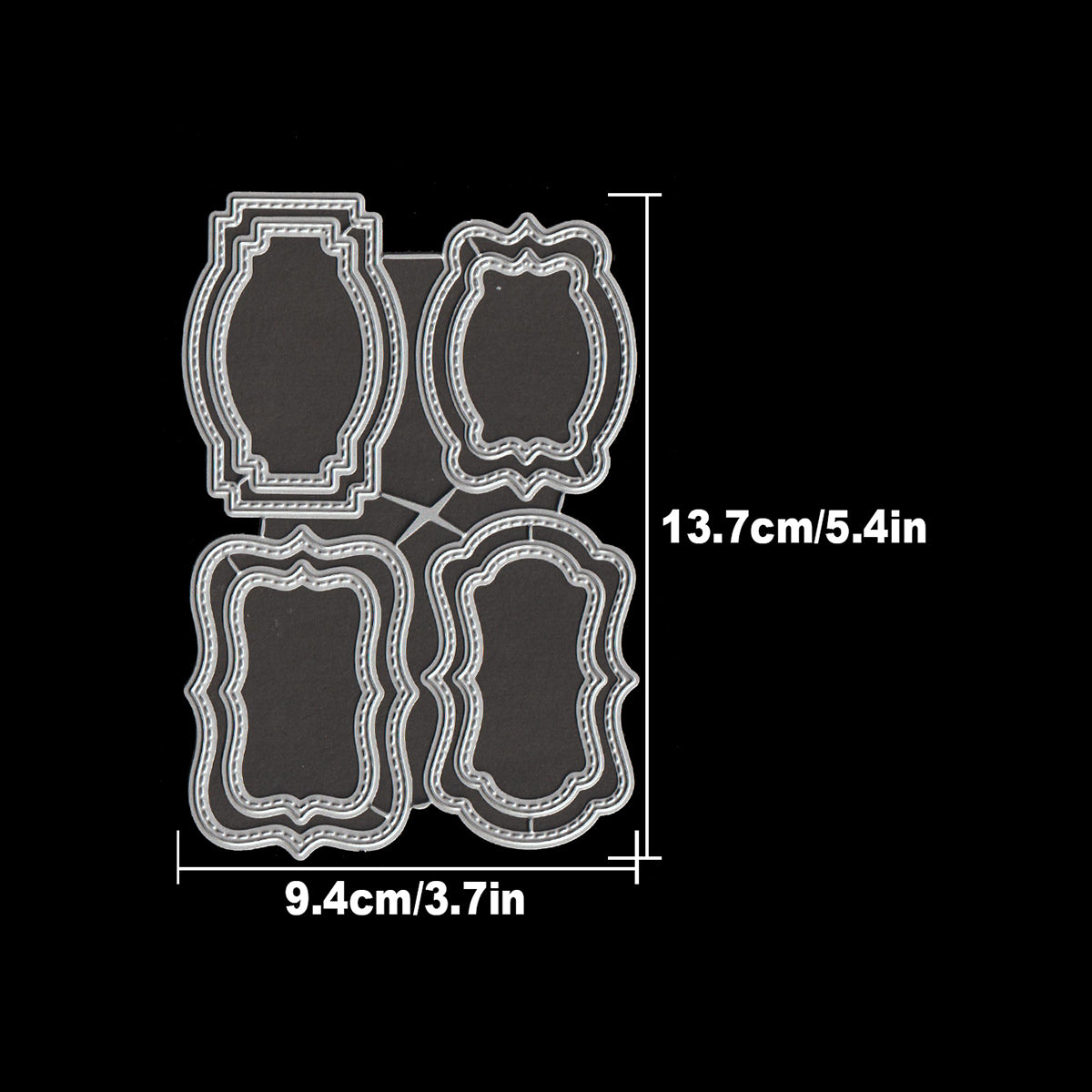 Basic 4 Styles Retro Dotted Lines Tags Cutting Dies