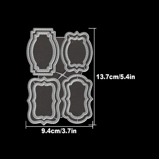 Basic 4 Styles Retro Dotted Lines Tags Cutting Dies