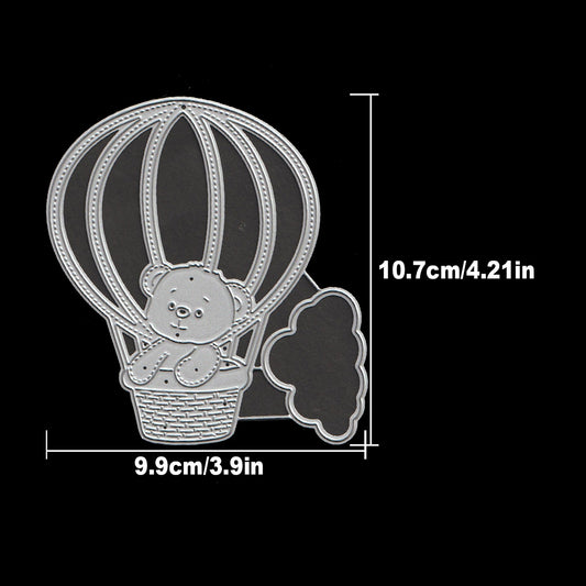 Original Lovely Bears on Hot Air Balloon with Cloud Cutting Dies