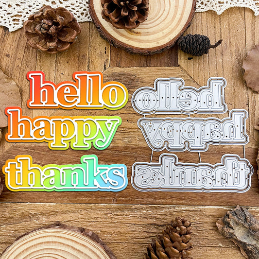 Lovely Basic Useful Layers Hollow Words Titles HELLO HAPPY THANKS Dies