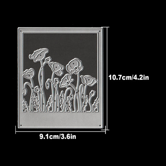 Beautiful Poppy Flowers Frame Square Dies