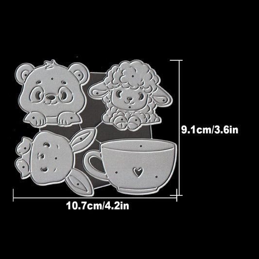 Lovely Love Cup Animals Panda Bunny Sheep Cutting Dies