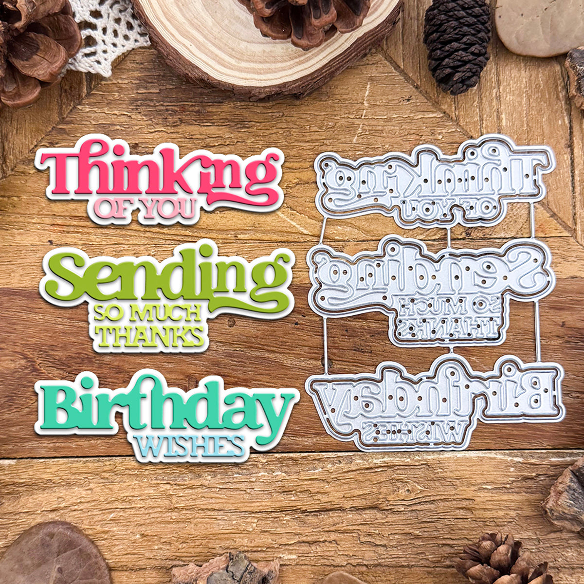 Basic Useful Titles Words THINKING OF YOU,SENDING SO MUCH THANKS,BIRTHDAY WISHES  Dies