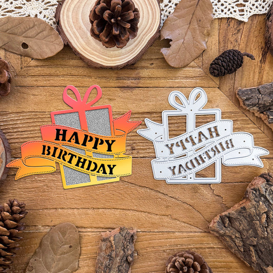 Lovely Banner with Gift Title Words HAPPY BIRTHDAY Cutting Dies