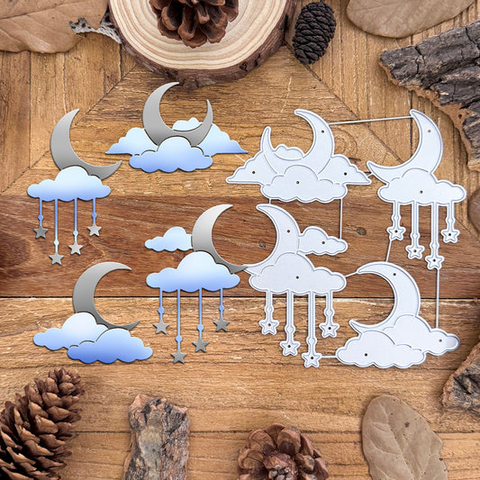 Lovley Night Sky Clouds Moon and Stars Dies
