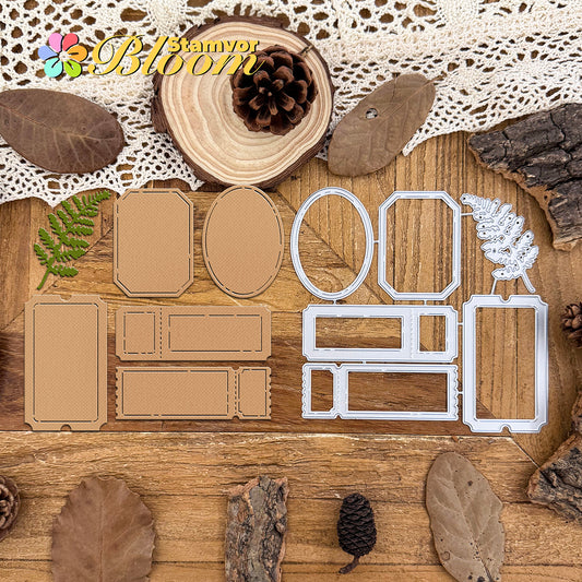 Original Retro Leaves Postage Stamps Labels Cutting Dies