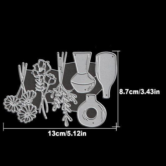 Original Lovely Flowers and Leaves Bunches with Vases Cutting Dies