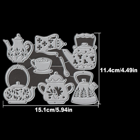 Original Lovely Flowers and Leaves Teapots and Teacup Cutting Dies