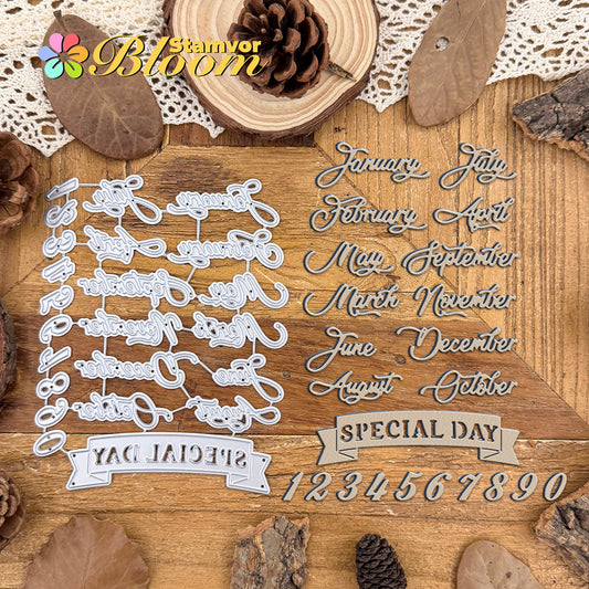 Original Lovely Retro Monthly Calendar Special Day Cutting Dies