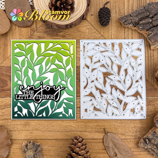 Original Lovely Beautiful Leaves Branches Square Frame Background Cutting Dies