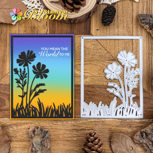 Original Lovely Grassland Flower Square Frame Cutting Dies