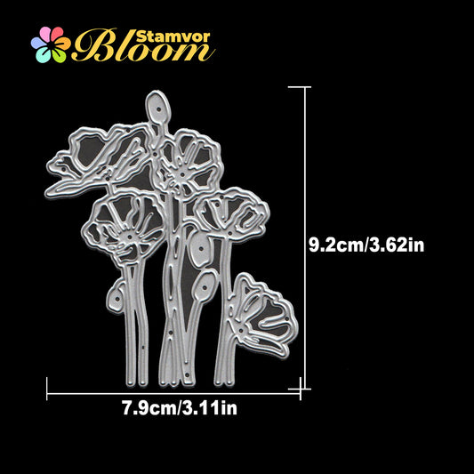 Original Lovely Beautiful Flowers Poppies Cutting Dies