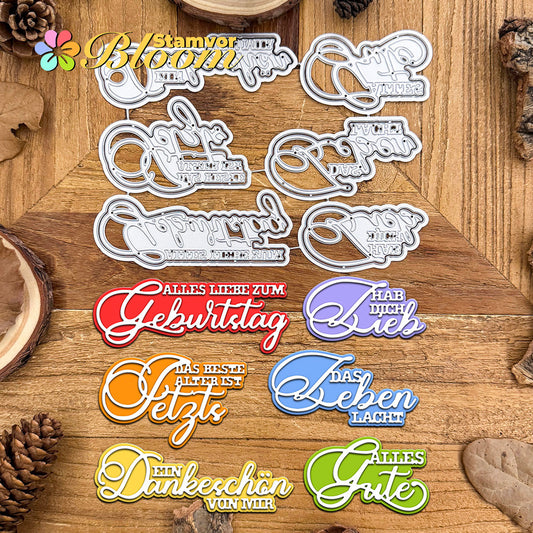 Original Lovely Layers Common Basic German Phrases Titles Cutting Dies