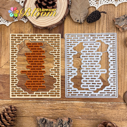 Original Retro Broken Brick Wall Square Frame Cutting Dies