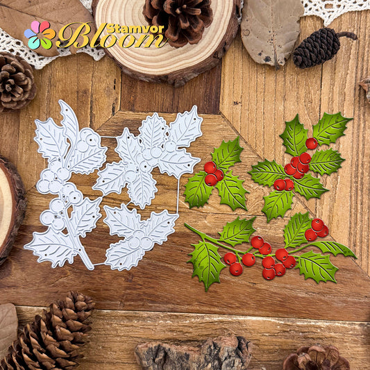 Original Lovely Christmas Leaves Branches Cutting Dies