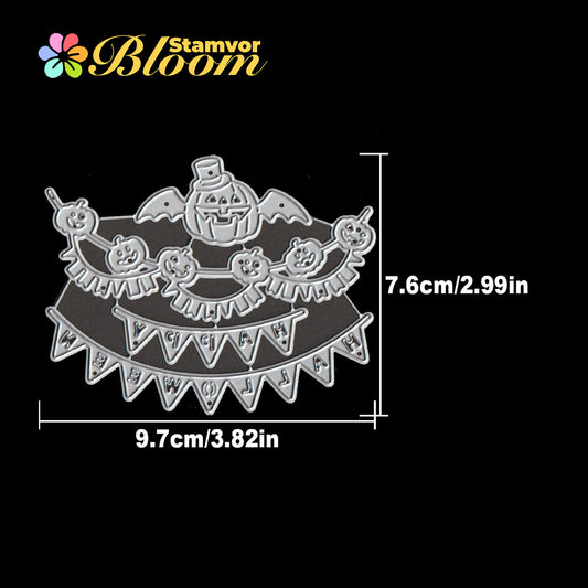 Original Lovely Halloween Pumpkins Banners HAPPY HALLOWEEN Cutting Dies