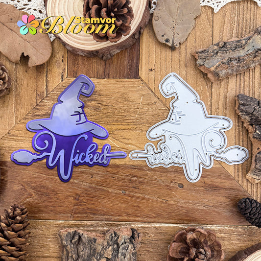 Original Lovely Layers Halloween Wizard Hat Title Words WICKED Cutting Dies