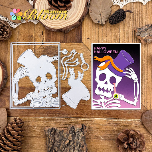 Original Lovely Layers Funny Halloween Skull Square Frame Cutting Dies