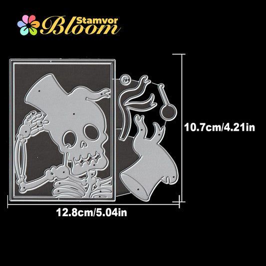 Original Lovely Layers Funny Halloween Skull Square Frame Cutting Dies