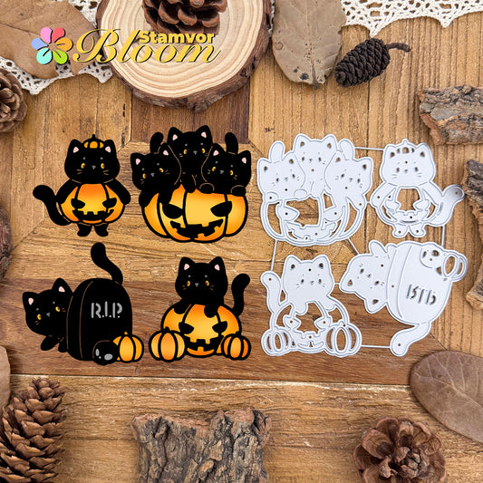 Original Lovely Halloween Pumpkins Cats Cutting Dies