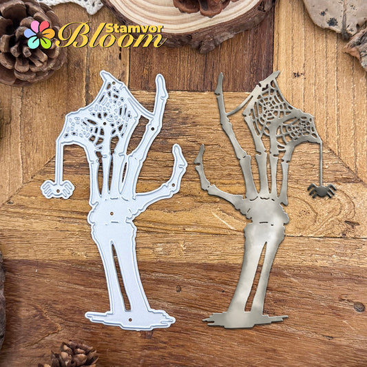 Original Halloween Skeleton Hand with Spider Webs Cutting Dies