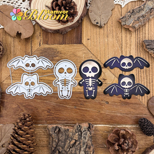 Original Lovely Halloween Bats Skulls Cutting Dies