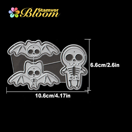 Original Lovely Halloween Bats Skulls Cutting Dies