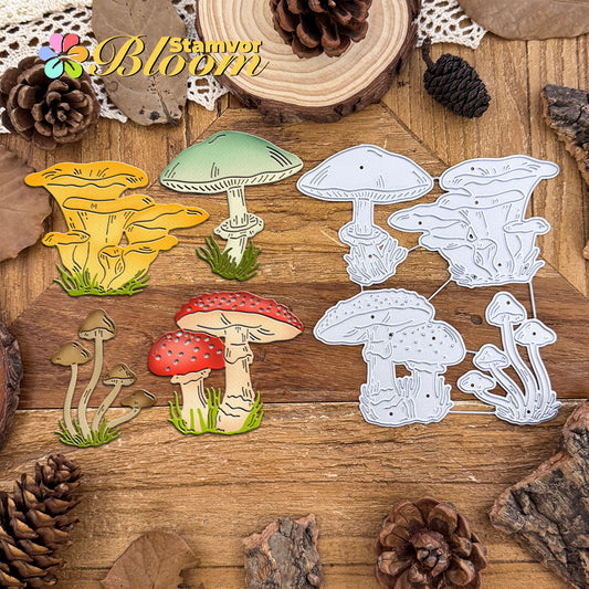 Original Retro Forest Fall Mushrooms Cutting Dies