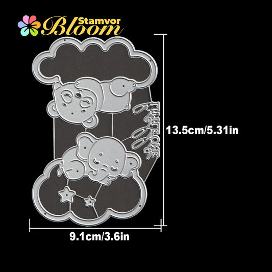 Original Lovely Animals Slepping Panda Elephant Clouds HELLO LITTLE ONE Cutting Dies