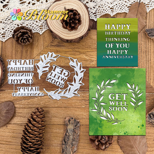 Original Lovely Leaves Wreath with Practical Titles Cutting Dies