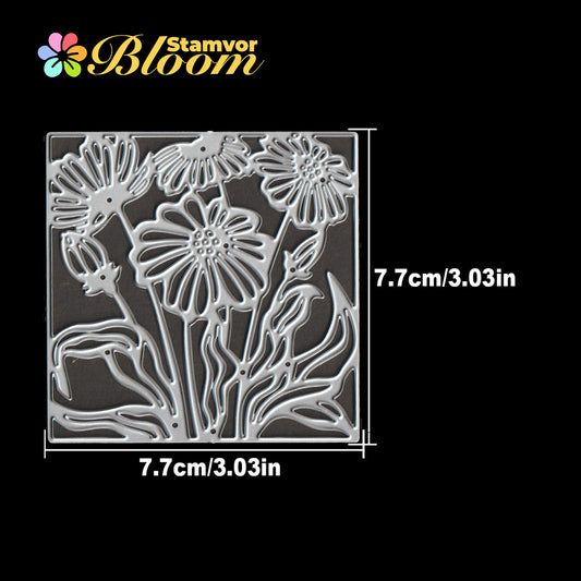 Original Lovely Daisy Flowers Half-cut Square Frame Cutting Dies